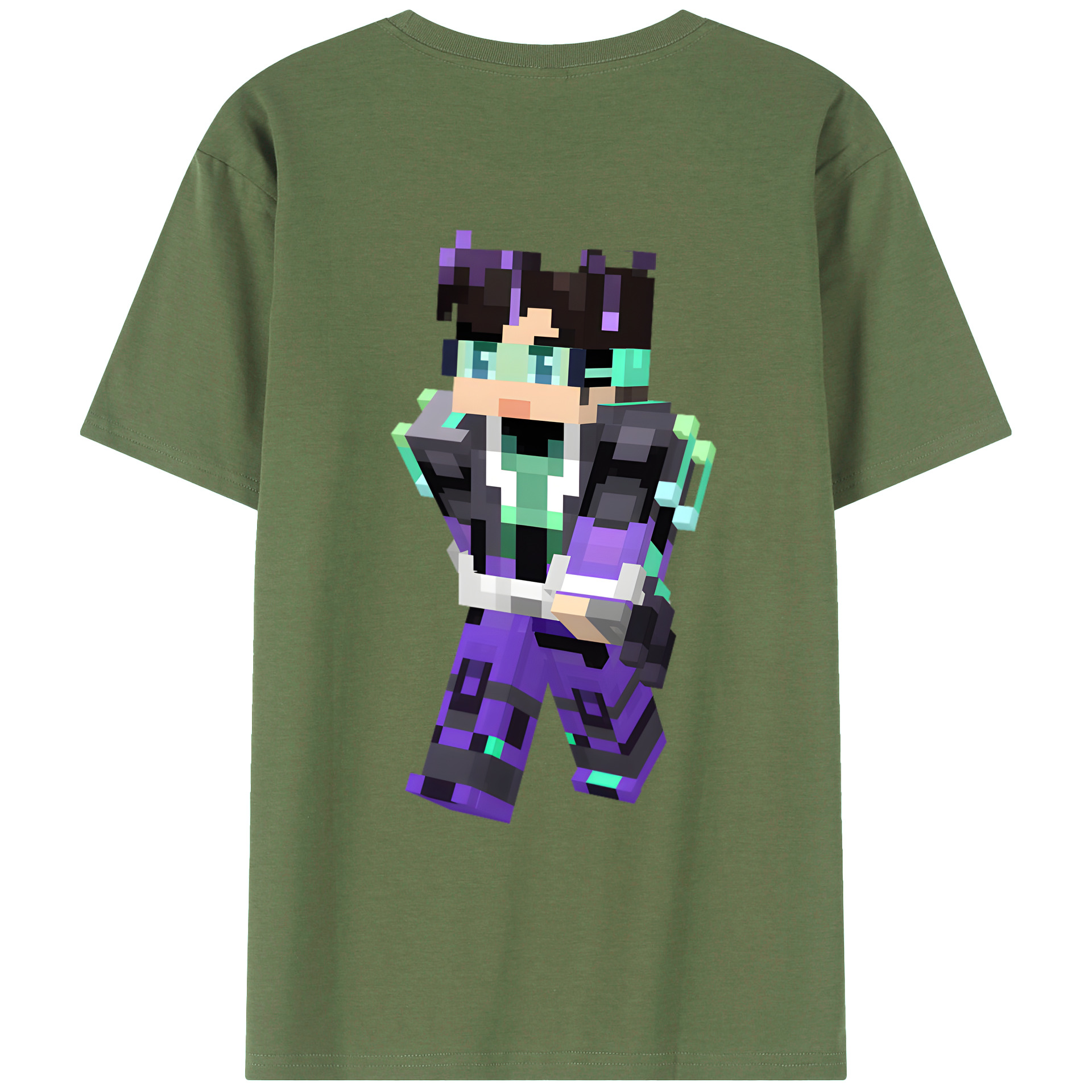 （画像用） マインクラフト ブロックの世界 Minecraft MC Block world 綿100％ メンズ半袖Tシャツ（バックプリント） 通気性